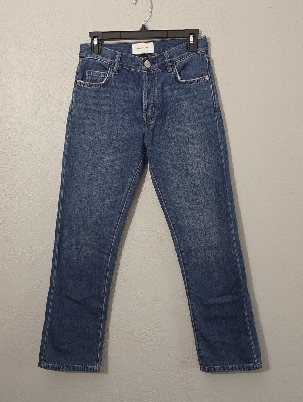 Current/Elliott Original Straight Dark Denim Jeans, High Rise, Womens 24 Cotton